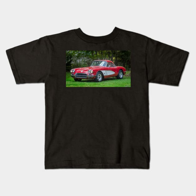 1960 Corvette Kids T-Shirt by kenmo